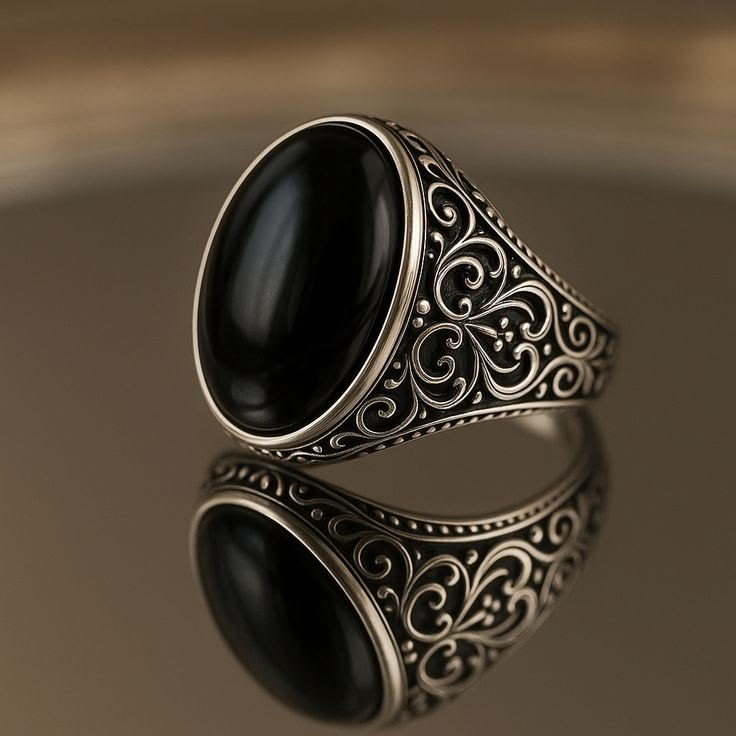 Stainless Steel Rings For Men Silver Color Vintage Imitation Marble